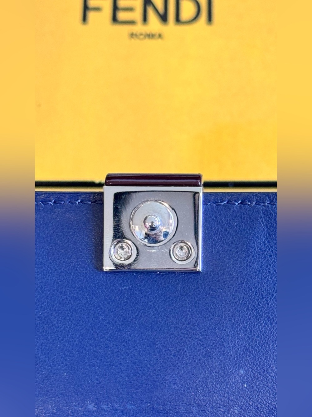 Fendi Vitello Liberty Studded Fold Over Cardholder in Navy - Picture 7 of 11